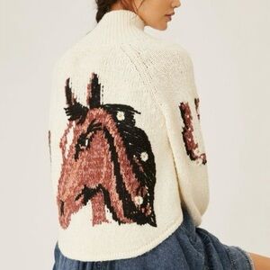 Anthropologie Pilcro ~ Horse Daisy Knit Utility Sweater